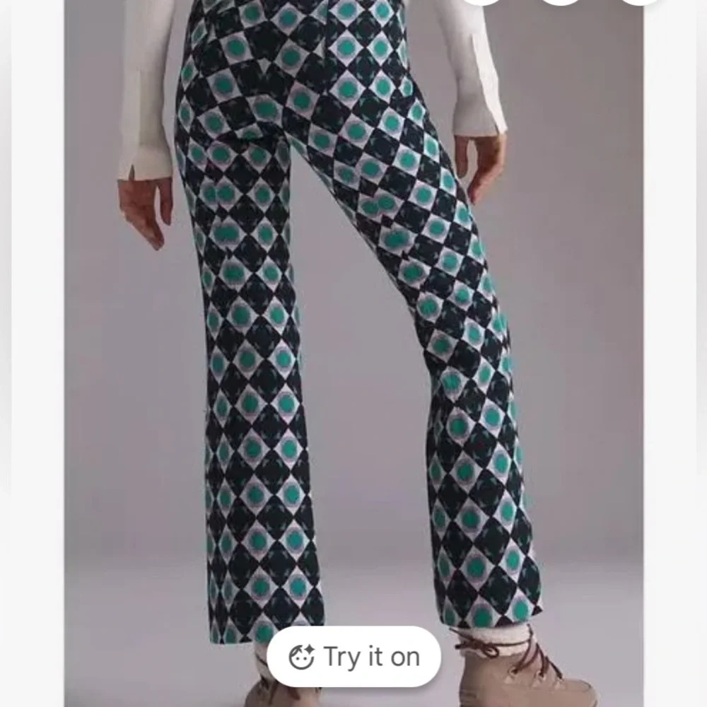 Anthropologie Maeve geometric cropped kick flares - Picture 2 of 7